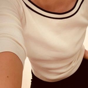 Talbots XS 3/4 Sleeve black and white Sweater